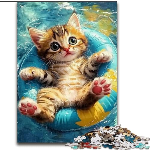 1000-teiliges Puzzle „Schwimmende Katze“, Puzzle 1000 Teile für Erwachsene, für Familienspaß, perfekt für den Urlaub, interaktive Spieleabende (Größe 50x75cm) von WGLINGX