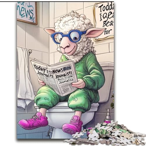 1000-teiliges Puzzle „Sheep Go Toilet“. Anspruchsvolle Puzzles fördern die Hand-Auge-Koordination, (Größe 26x38cm) von WGLINGX