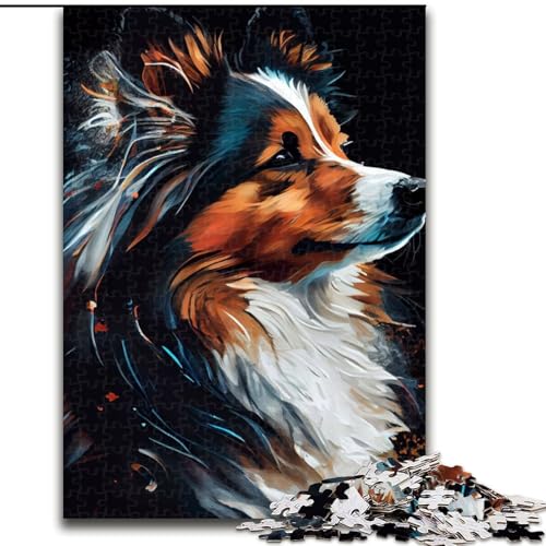 1000-teiliges Puzzle „Shetland Sheepdog“, 1000 Teile, anspruchsvolles Denkspiel für Jugendliche und Familien, Größe 26x38cm von WGLINGX