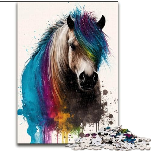 1000-teiliges Puzzle „Shetlandpony“, buntes Holzpuzzle für Teenager, Familien-Lernspiele, Heimdekoration, Geschenk (Größe 26x38cm) von WGLINGX