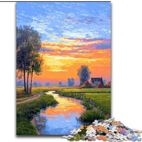 1000-teiliges Puzzle „Sonnenuntergang“, 1000-teiliges Puzzle mit interaktivem Familienspiel, Kinder ab 14 Jahren (Größe 26x38cm) von WGLINGX