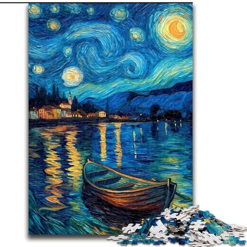 1000-teiliges Puzzle „Sternenhimmel-Boot“, 1000-teiliges Puzzle, Heimdekoration, Familienspaß, ab 14 Jahren (Größe 26x38cm) von WGLINGX