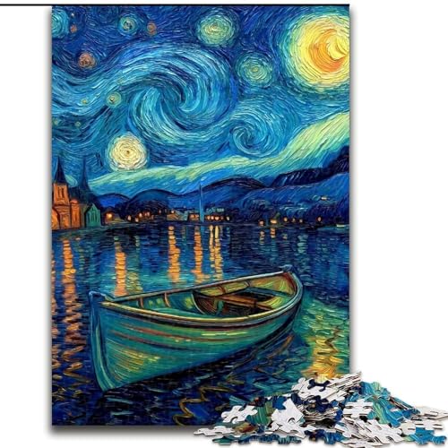 1000-teiliges Puzzle „Sternenhimmel-Boot“, 1000-teiliges Puzzle, Heimdekoration, Familienspaß, ab 14 Jahren (Größe 50x75cm) von WGLINGX