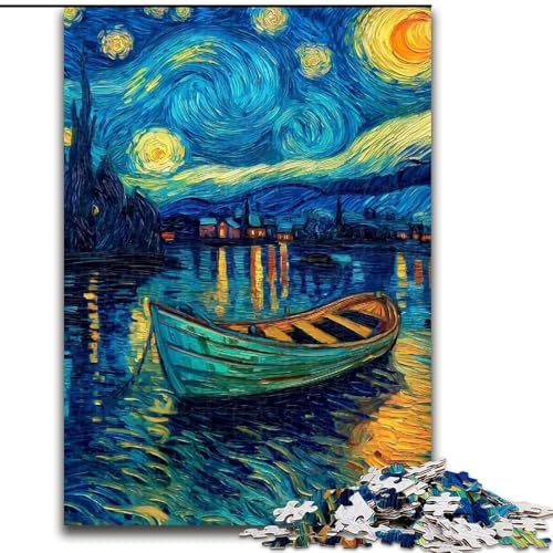 1000-teiliges Puzzle „Sternenhimmel-Boot“, 1000-teiliges Puzzle, Heimdekoration, Familienspaß, ab 14 Jahren (Größe 50x75cm) von WGLINGX