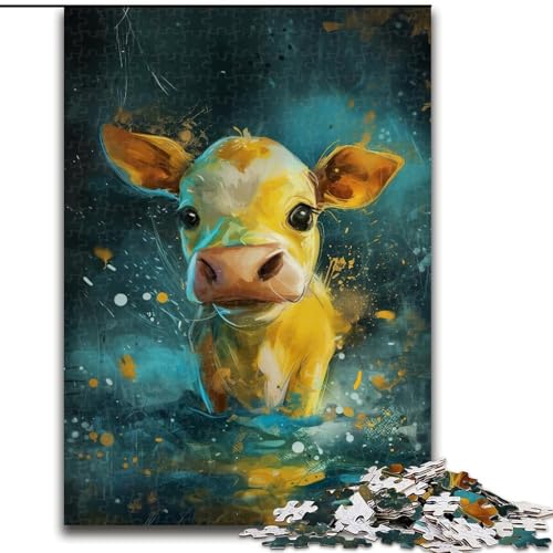 1000-teiliges Puzzle „Süße kleine gelbe Kuh“, anspruchsvolle Puzzles für Familienspaß, perfekt für Feiertage, interaktive Spieleabende (Größe 26x38cm) von WGLINGX