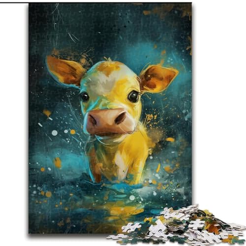 1000-teiliges Puzzle „Süße kleine gelbe Kuh“, anspruchsvolle Puzzles für Familienspaß, perfekt für Feiertage, interaktive Spieleabende (Größe 50x75cm) von WGLINGX