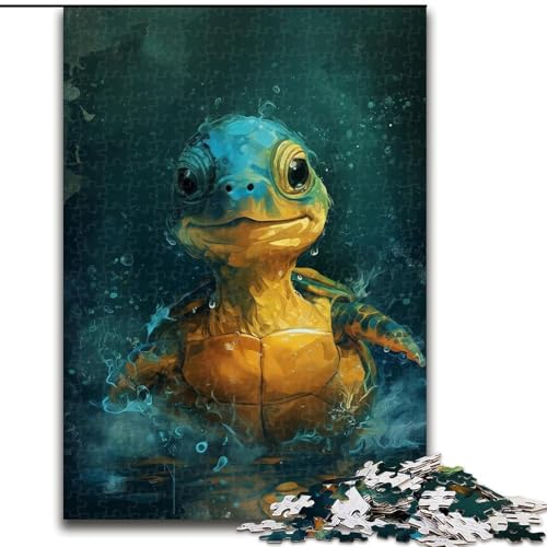 1000-teiliges Puzzle „Süße kleine gelbe Schildkröte“, 1000 Teile für Erwachsene, interaktives Familienspiel, Geschenk zur Gehirnherausforderung (Größe 26x38cm) von WGLINGX
