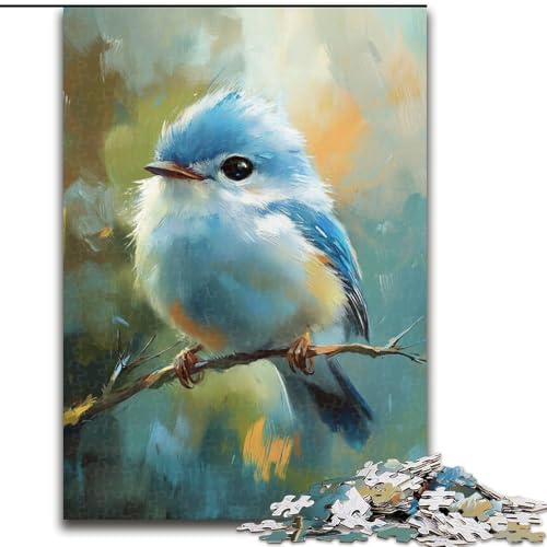 1000-teiliges Puzzle „Süßer Kleiner Blauer Vogel“, 1000-teiliges Puzzle, herausfordernd und unterhaltsam, Familienaktivität (Größe 50x75cm) von WGLINGX