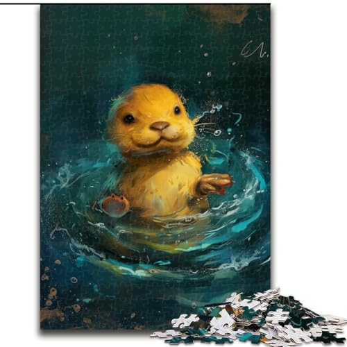 1000-teiliges Puzzle „Süßer Kleiner gelber Otter“, Papppuzzle, Geburtstage, Weihnachten, Halloween, Erntedankfest, Ostern (Größe 26x38cm) von WGLINGX