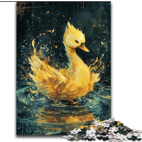 1000-teiliges Puzzle „Süßer Kleiner gelber Schwan“, Holzpuzzle, Familienaktivität, Heimdeko-Geschenk, Familienspielzeugspiel (Größe 26x38cm) von WGLINGX