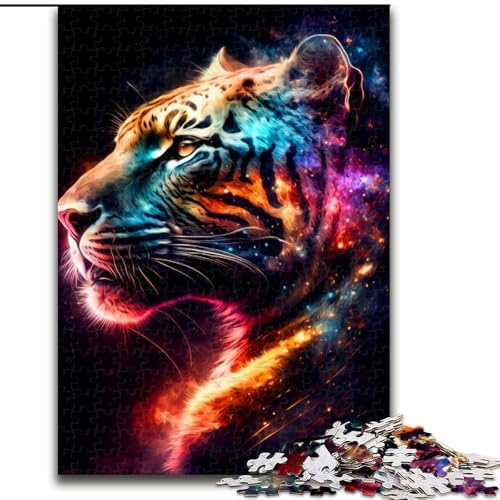 1000-teiliges Puzzle „Tiger“, Holzpuzzle für Erwachsene, Kunstwerk-Dekor, Intelligenzspielzeug für Familien-Indoor-Spiele (Größe 50x75cm) von WGLINGX