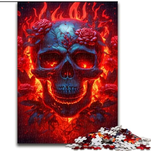 1000-teiliges Puzzle „Totenkopf und Rosen“ für Erwachsene, 1000 Teile, Heimdekoration, Familienspaß, ab 14 Jahren (Größe 26x38cm) von WGLINGX