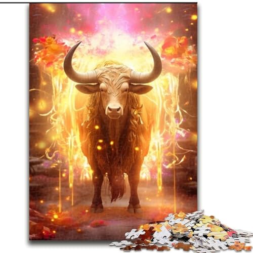 1000-teiliges Puzzle „Universum-Kuh“, Holzpuzzle für Teenager, Familien-Lernspiele, Heimdekoration, Geschenk (Größe 26x38cm) von WGLINGX