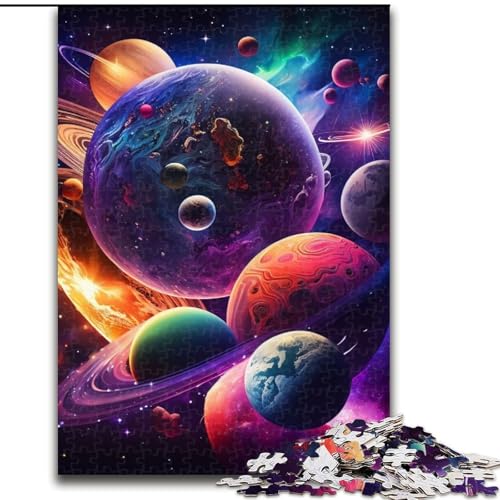 1000-teiliges Puzzle „Universum Planet“, Holzpuzzle, interaktives Familienspiel, Denksportaufgabe, Geschenk, Lernspielzeug (Größe 38x26cm) von WGLINGX