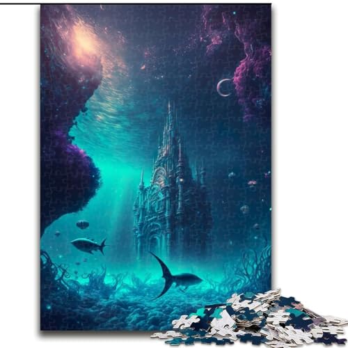 1000-teiliges Puzzle „Unterwasser-Galaxieschloss“ für Erwachsene, 1000 Teile, Heimdekoration, Familienspaß, ab 14 Jahren (Größe 26x38cm) von WGLINGX