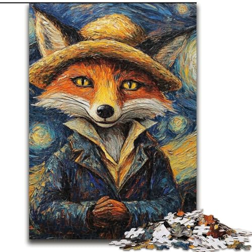 1000-teiliges Puzzle „Van Gogh Fox“, Holzpuzzle für Teenager, Familien-Lernspiele, Heimdekoration, Geschenk (Größe 50x75cm) von WGLINGX