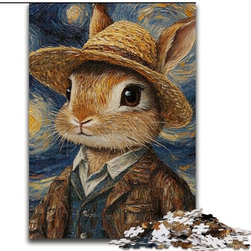 1000-teiliges Puzzle „Van Gogh-Kaninchen“, Holzpuzzle für Teenager, Familien-Lernspiele, Heimdekoration, Geschenk (Größe 50x75cm) von WGLINGX