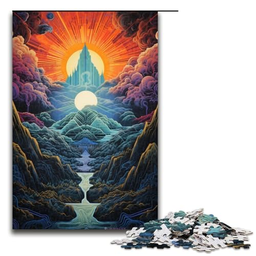 1000-teiliges Puzzle „Verträumte, schöne Berge“, Puzzle für Erwachsene, Holzpuzzle, anspruchsvolles Spiel (Größe 50 x 75 cm) von WGLINGX