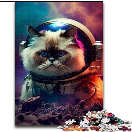 1000-teiliges Puzzle „Weltraum-Ragdoll-Katze“, Holzpuzzle für Erwachsene, Kunstwerk-Dekor, Intelligenzspielzeug für Familien-Indoor-Spiele (Größe 26x38cm) von WGLINGX