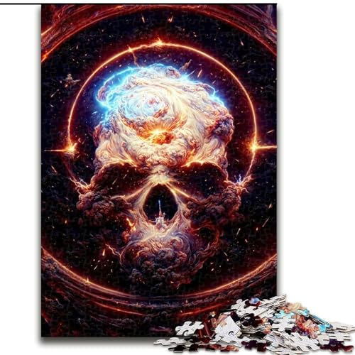 1000-teiliges Puzzle „Weltraum-Totenkopf“, Holzpuzzle, anspruchsvolles Denkspiel für Teenager, perfekt als Heimdekoration oder Geschenk (Größe 50x75cm) von WGLINGX