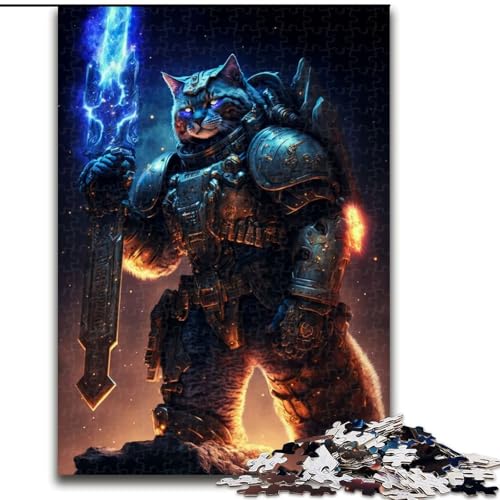 1000-teiliges Puzzle „Weltraum-Wächterkatze“, Holzpuzzle für Erwachsene, Kunstwerk-Dekor, Intelligenzspielzeug für Familien-Indoor-Spiele (Größe 26x38cm) von WGLINGX