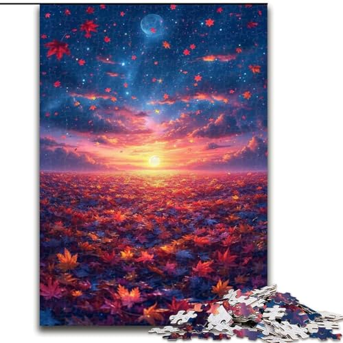 1000-teiliges Puzzle „Wunderschönes Meer aus bunten Sternen“, Holzpuzzle für Teenager, Familien-Lernspiele, Heimdekoration, Geschenk (Größe 26x38cm) von WGLINGX