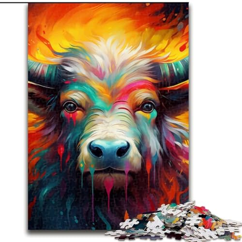 1000-teiliges Puzzle „Yak“ aus Holz, anspruchsvolles Denkspiel zum Selbermachen, interaktive Familienaktivität (Größe 38x26cm) von WGLINGX