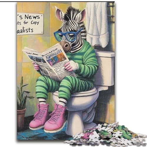 1000-teiliges Puzzle „Zebra Go Toilet“, 1000-teiliges Puzzle für Erwachsene, Denkspiel für Teenager, Familienspieleabend (Größe 50x75cm) von WGLINGX