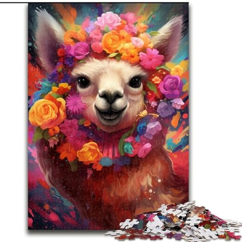 1000-teiliges Puzzle Alpaka, Holzpuzzle, interaktives Familienspiel, Denksportaufgabe, Geschenk, Lernspielzeug (Größe 38x26cm) von WGLINGX