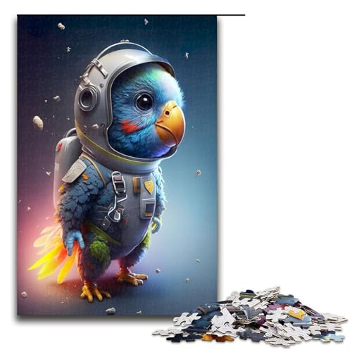 1000-teiliges Puzzle Astronaut Space Parrot Puzzle für Teenager Holzpuzzle Lernspiele für Erwachsene 50x75cm von WGLINGX
