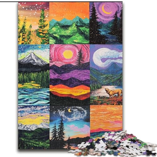 1000-teiliges Puzzle Aurora Collage Puzzles 1000 Teile für Erwachsene Teenager Stressabbau Cooles einzigartiges Geschenk für die Familie (Größe 50x75cm) von WGLINGX