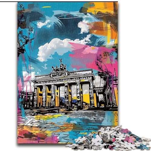 1000-teiliges Puzzle Brandenburger Tor, Holzpuzzle für Teenager, Familien-Lernspiele, Heimdekoration, Geschenk (Größe 50x75cm) von WGLINGX