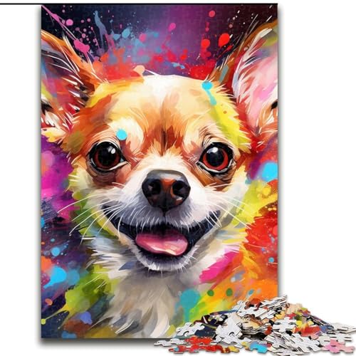 1000-teiliges Puzzle Chihuahua-Puzzles für 1000 Teile, Weihnachten, Halloween, Muttertag, Neujahr, Ostergeschenk (Größe 26x38cm) von WGLINGX