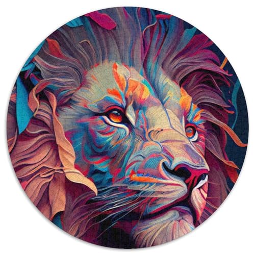 1000-teiliges Puzzle Der stolze Löwe, rundes 1000-teiliges Puzzle, anspruchsvolles Denkspiel für Teenager, Spaß für den Spieleabend mit der Familie, 1000 Teile (67,5x67,5cm) von WGLINGX