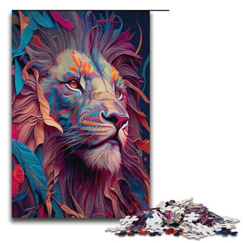 1000-teiliges Puzzle Der stolze Löwe für Erwachsene, Lernpuzzle, Geburtstagsgeschenk für Teenager ab 14 Jahren (Größe 38 x 26 cm) von WGLINGX