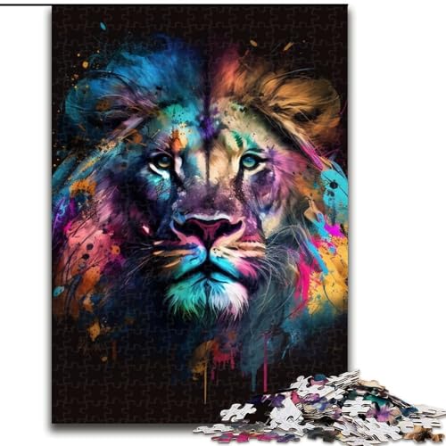 1000-teiliges Puzzle Fantasy Lion, Holzpuzzle, interaktives Familienspiel, Denksportaufgabe, Geschenk, Lernspielzeug (Größe 38x26cm) von WGLINGX