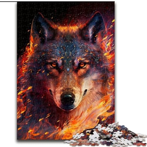 1000-teiliges Puzzle Fantasy Wolf, Holzpuzzle, interaktives Familienspiel, Denksportaufgabe, Geschenk, Lernspielzeug (Größe 38x26cm) von WGLINGX