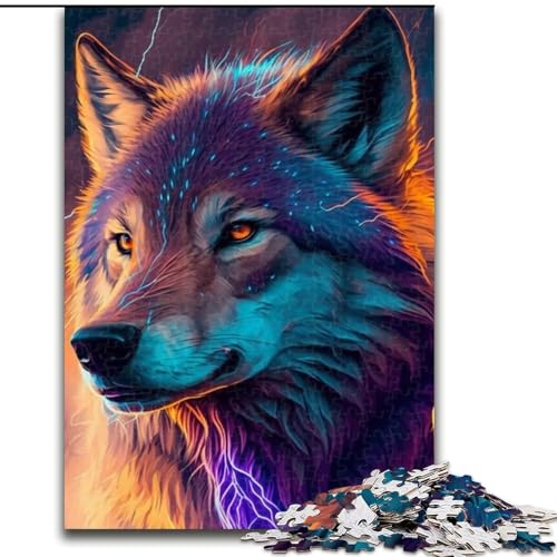 1000-teiliges Puzzle Fantasy Wolf, Holzpuzzle, interaktives Familienspiel, Denksportaufgabe, Geschenk, Lernspielzeug (Größe 38x26cm) von WGLINGX