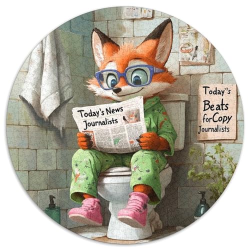 1000-teiliges Puzzle Fox Go Toilet, rundes 1000-teiliges Puzzle, anspruchsvolles Denkspiel für Teenager, Spaß für den Familienspielabend, 1000 Teile (67,5x67,5cm) von WGLINGX