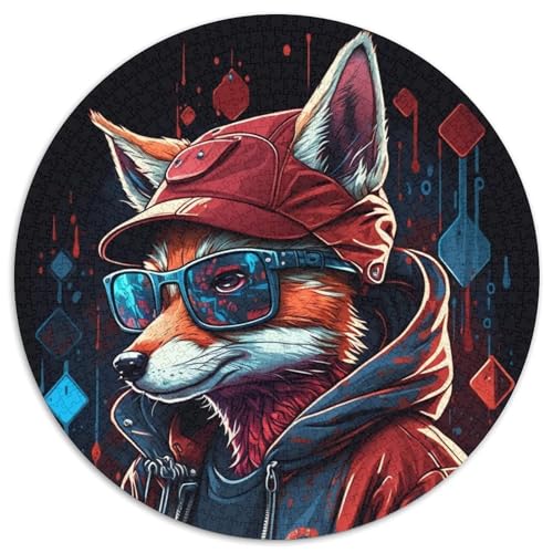 1000-teiliges Puzzle Fuchs-Boxer, rund, 1000 Teile, für Erwachsene, perfekt als Dekoration für Zuhause und Büro, für Partys, Geburtstage und Feiertagsgeschenke (67,5x67,5cm) von WGLINGX