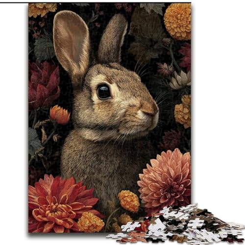 1000-teiliges Puzzle-Geschenk, Blumen, Hasen-Baby-Puzzle, 1000 Teile für Erwachsene, ideales Urlaubs- oder Geburtstagsgeschenk, Partyspiel-Spielzeug (Größe 26x38cm) von WGLINGX