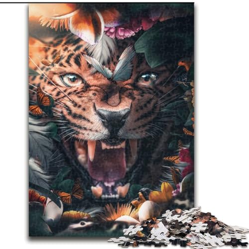 1000-teiliges Puzzle-Geschenk, Blumen-Leoparden-Puzzle für 1000 Teile, für Teenager, Familien-Lernspiele, Heimdekoration, Geschenk, Größe 50x75cm von WGLINGX