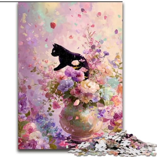 1000-teiliges Puzzle-Geschenk, Blumenkunst-Katzen-Puzzle, 1000 Teile für Erwachsene, ideales Urlaubs- oder Geburtstagsgeschenk, Partyspiel-Spielzeug (Größe 50x75cm) von WGLINGX