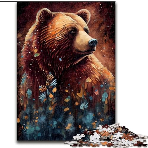1000-teiliges Puzzle-Geschenk, Braunbär-Tuschemalerei, 1000-teiliges Puzzle, ideal für die Dekoration zu Hause und im Büro, Geburtstag, Größe 26x38cm von WGLINGX