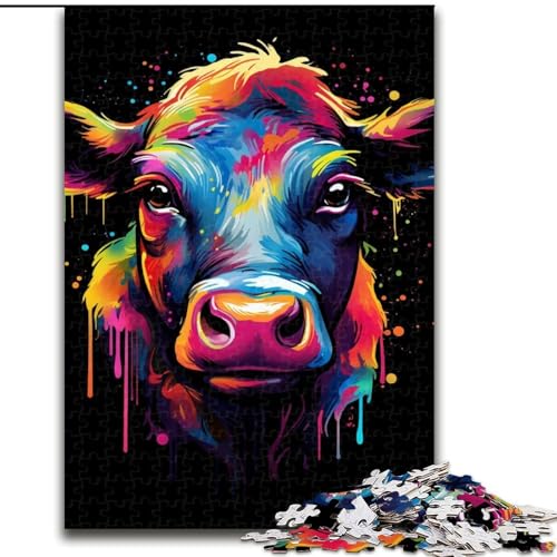 1000-teiliges Puzzle-Geschenk, Bunte Kuh-Puzzles für 1000 Teile, für Teenager, Familien-Lernspiele, Heimdekoration, Geschenk, Größe 50x75cm von WGLINGX
