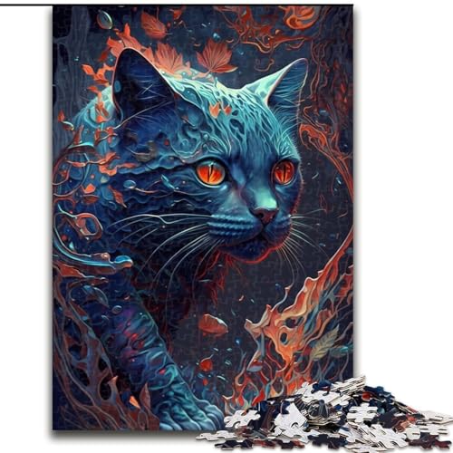 1000-teiliges Puzzle-Geschenk, Cat Fantasy Series, Puzzles für 1000 Teile, für Teenager, Familien-Lernspiele, Heimdekoration, Geschenk, Größe 26x38cm von WGLINGX