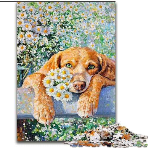 1000-teiliges Puzzle-Geschenk, Daisy- und Welpen-Puzzle, 1000 Teile für Erwachsene, ideales Urlaubs- oder Geburtstagsgeschenk, Partyspiel-Spielzeug (Größe 50x75cm) von WGLINGX