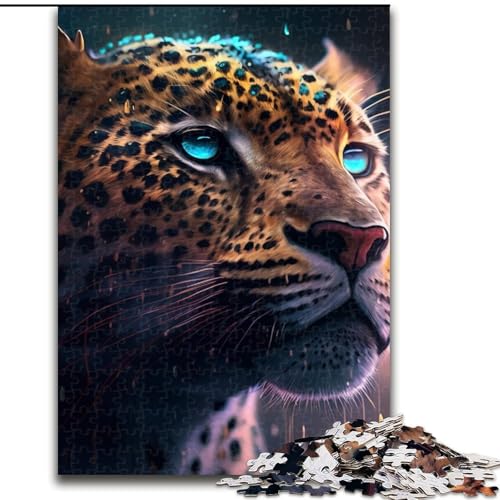 1000-teiliges Puzzle-Geschenk, Fantasy-Leopard, Holzpuzzle für Erwachsene mit interaktivem Familienspiel, Kinder ab 14 Jahren (Größe 38x26cm) von WGLINGX