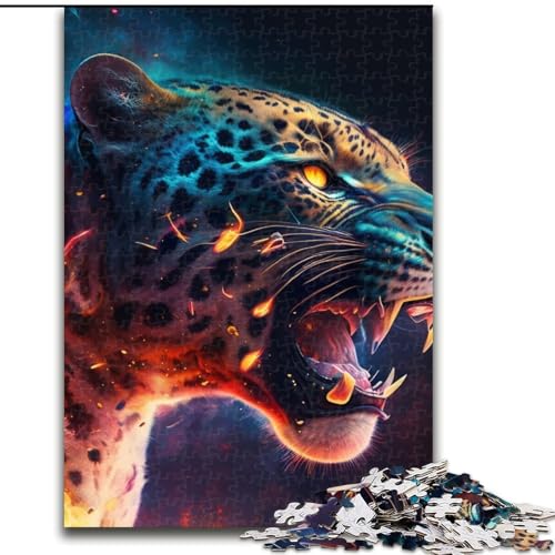 1000-teiliges Puzzle-Geschenk, Fantasy-Leopard, Holzpuzzle für Erwachsene mit interaktivem Familienspiel, Kinder ab 14 Jahren (Größe 38x26cm) von WGLINGX