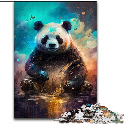 1000-teiliges Puzzle-Geschenk, Fantasy-Panda, Holzpuzzle für Erwachsene mit interaktivem Familienspiel, Kinder ab 14 Jahren (Größe 38x26cm) von WGLINGX